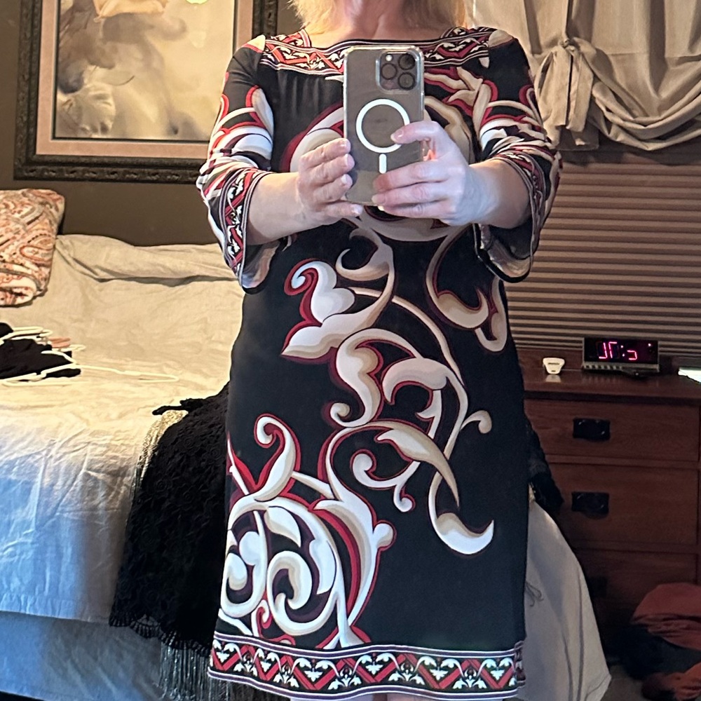 White and Pink Bell Sleeve Embellished Dress